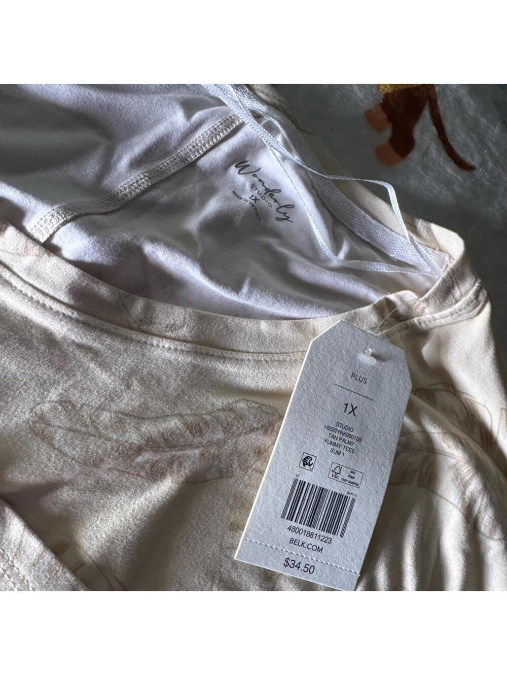 Wonderly Light Cream Tee with Pocket - Picture 2 of 2